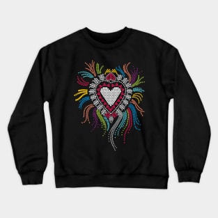 Corazón Estilo Huichol Mex Art Crewneck Sweatshirt